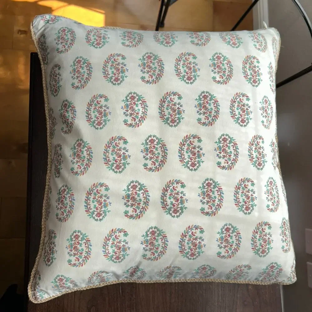 Corded Accent Pillow made w Ralph Lauren Antigua Floral Cotton Fabric